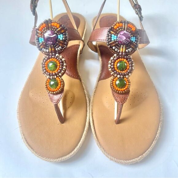 b.o.c by Born Alia Beaded Jeweled Western Boho Brown Buckle Sandals SZ 8 - Picture 7 of 15